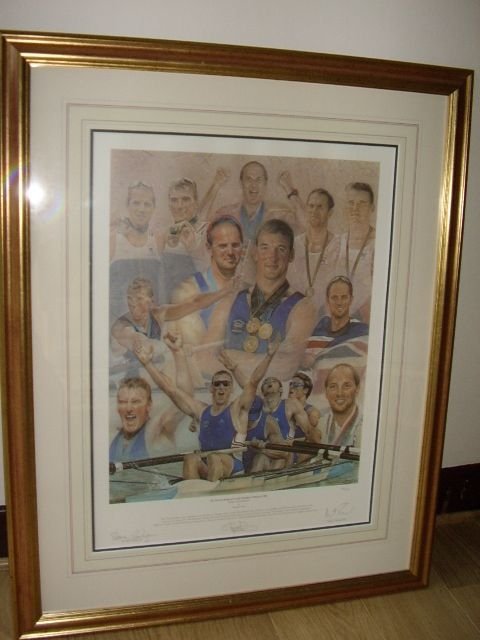 lithograph of sir steven redgrave mathew pinsent cbe by stephen doig