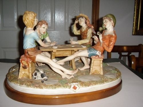 capodimonte 1958 the cheats on wooden base no330