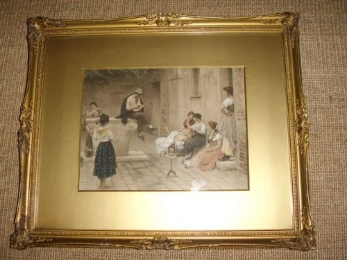 eugen von blaas neopolitan print highlighted in watercolours copyright frhartsburg c1898 one of a pair 17x 14 inches