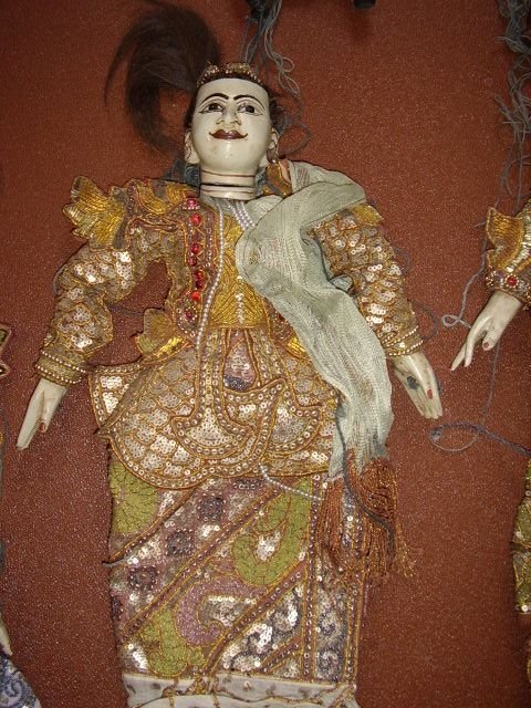 balanese child girl puppet hand made 22 inches high c19001920 adorned with sequins gold threading