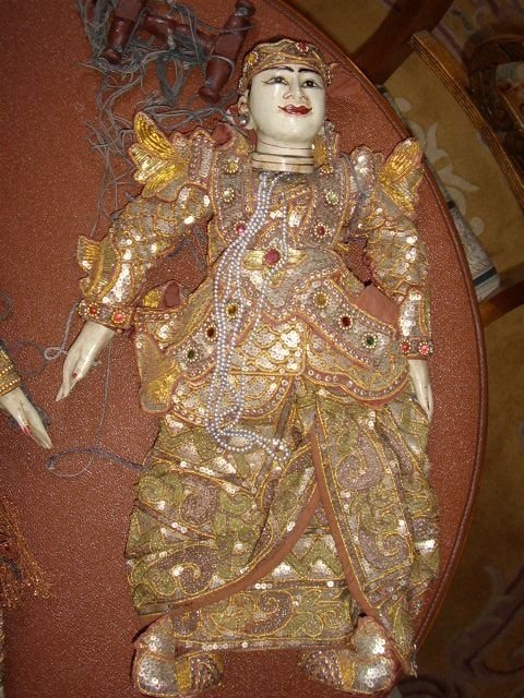 balanese child boy puppet hand made 22 inches high c19001920 adorned with sequins gold threading