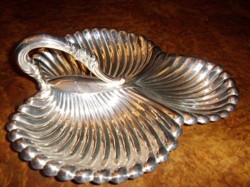 silver plated oyster or buffet dish in design of shell