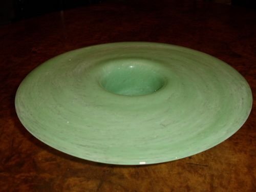 art glass designer green marble effect dish