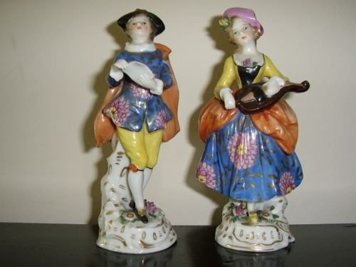 a fine pair of continental factory figurines c1900