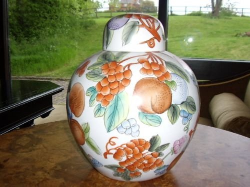 large ginger jar with capped lid