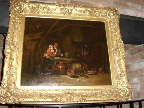 oil painting of tavern interior by follower of david teniers the younger 16101690 36 x 30 inches