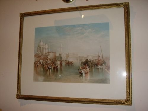 venice chromolithograph by raphael tuck c185080 grand canal bridge of sighs after jmwturner ra in south kensington museum london 30 x 24 ins 1 of a pair