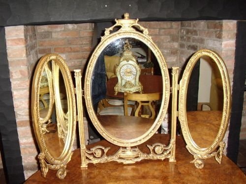 tripple oval mirrors free standing adams style in plaster gilt finish