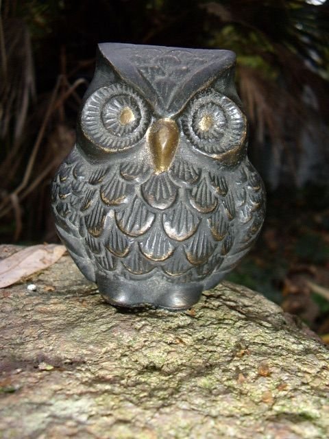 bronze owl paperweight