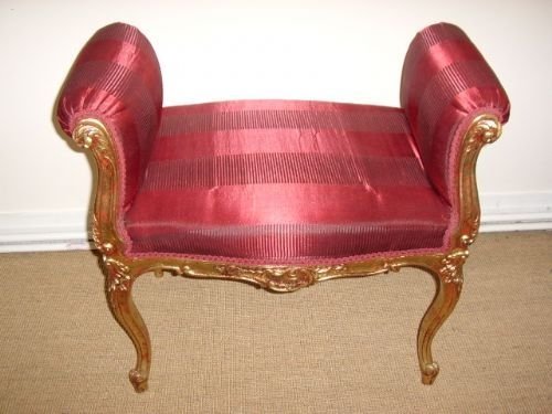 dressing table stool in parcel gilt silk upholstery