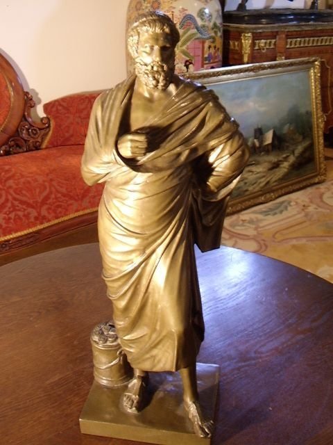bronze sculpture of greek playwright sophocles by fbarbedienne foundry paris circa 1875 17 inches high
