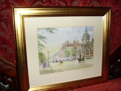 first signed copy print of london road station leicester back in 1900's by artist aeharrison after his original watercolour painting w145 x h125 inches