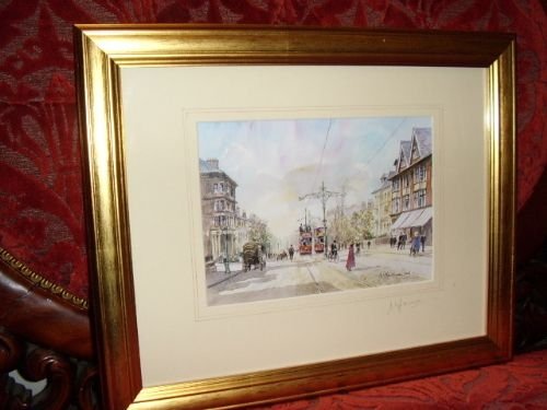 first signed copy print of london road leicester back in 1900's by artist aeharrison after his original watercolour painting w165 x h135 inches