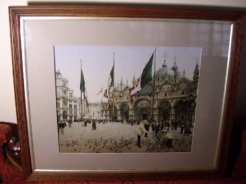 rare surviving photochromolithograph of st marks square venice italy c1900