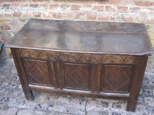 circa 16801700 hand crafted country oak coffer from james ii restoration period