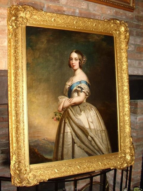 19th century oil portrait of queen victoria after studio of franz zavier winterhalter english school circa 1842 37 x 445 inches one of a pair offered seperatly