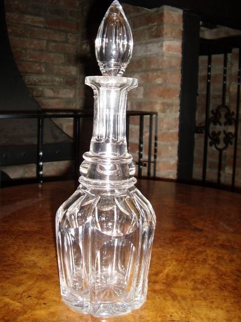 hand cut polished glass decanter
