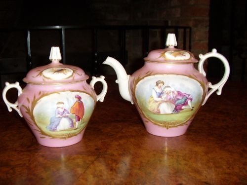 sevres hand painted teapot sugar pot c186080
