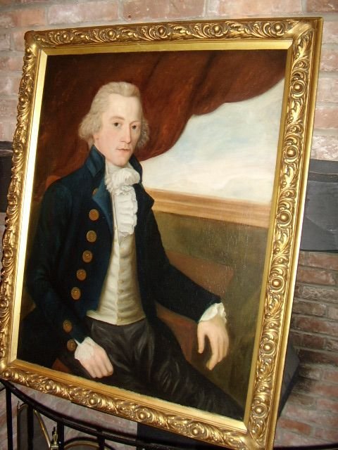 18th century oil portrait of naval officer major gallespie of the bengal engineers at trafalgar circle of lemuel francis abbott 17601805 english school 40 x 32 inches