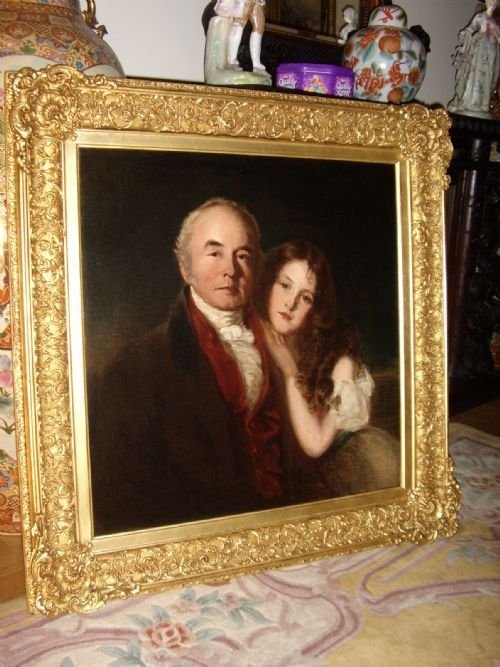 william greenwood cycill calmady his grandaughter by artist frederick richard say19th century oil portrait english school c1833 commissioned inscribed verso by his daughter emily greenwood calmady 41 x 42 inches
