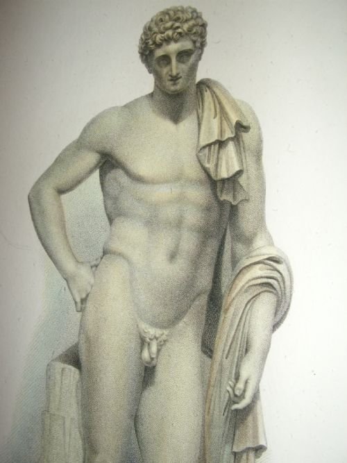 original toned etching of a marble statue of the marquess of lansdowne published by dilettanti in 1834