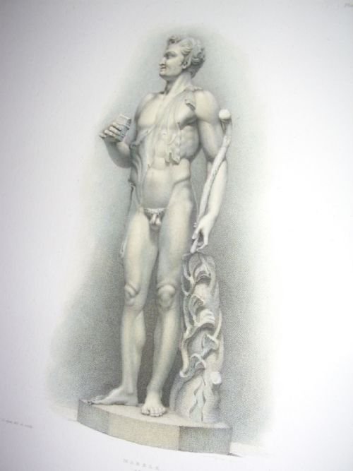 original toned etching of marble statue titled townleian published by dilettanti in 1834 displayed in the british museum