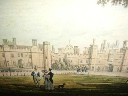 hampton court palace coloured victorian print under glass 125 x 166 inches