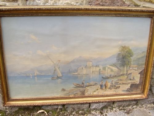 victorian print of the bay of naples after an original watercolour painting by artist thomas leeson rowbotham 1860
