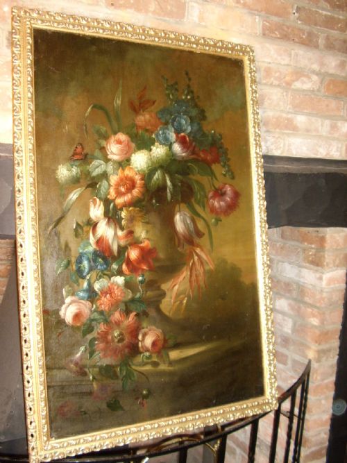 flower still life oil on canvas study dating early 1700's