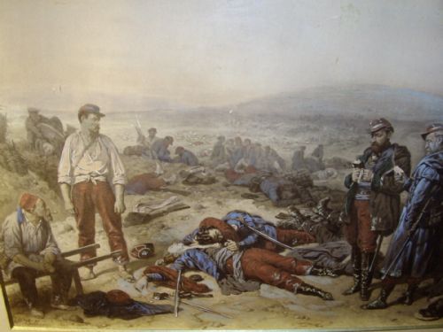 crimean war scene titled the two friends and depicting the battle of sebastapol after an original painting by hipolyte bellange circa 1861 145 x 19 ins