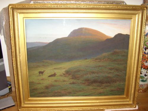pastel gouache landscape painting deer exmoor dartmouth by artist jknight 62 x 52 inches