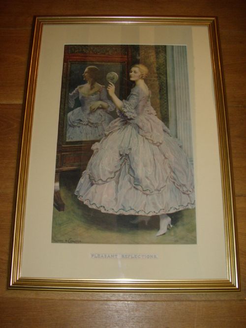 print after albert h collings titled pleasant reflections reframed c1900 15 x 21 inches
