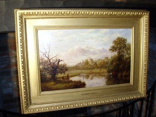 warwick castle oil painting by british artist john anderson born 1835 34 x 25 inches in original titled gilt frame