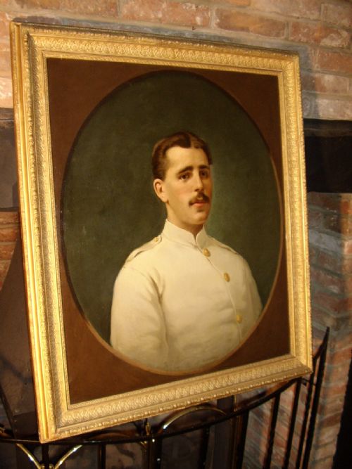 titanic white star line oil portrait painting of an officer wearing mess or summer uniform c19001912 size 36 x 31 inches