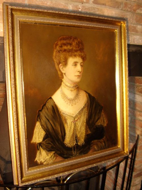 oil portrait of queen alexandra by alfred praga signed dated 1909 beautifully framed 30 x 35 inches