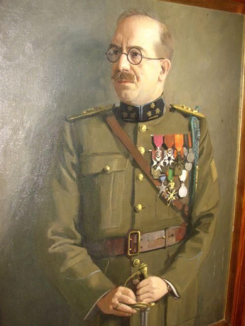 military oil portrait painting of ww1 belgian army general c1920 measuring 47 x 56 x 55 inches