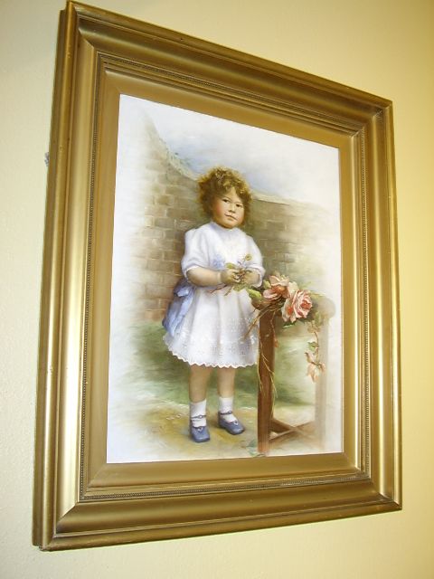 stolen in 2017 portrait painting young girl holding flowers by madam varney c1917 in original frame 23 x 27 inches