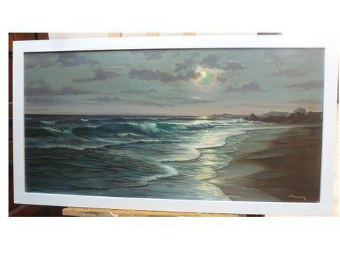 large seascape oil painting on canvas signed abeardsley 42 inches wide x 29 inches high