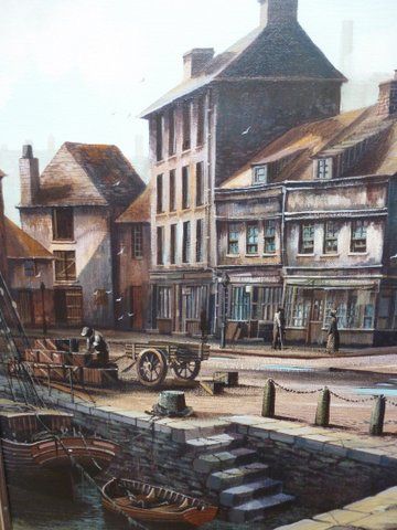 large oil painting 19th manner padstow quayside cornwall by artist kevin platt