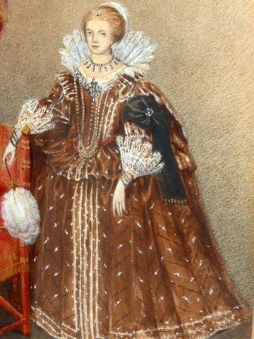 watercolour of tudor queen elizabeth 1sta fine portrait painting in museum mount