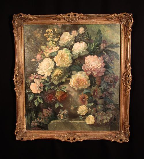 oil painting still life flowers by john wilson frsa35 x 32 inches