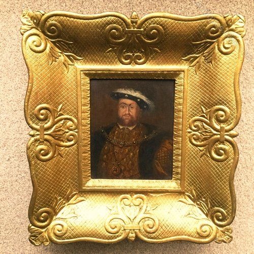 18thc oil portrait king henry viii after holbein the younger painting on copper