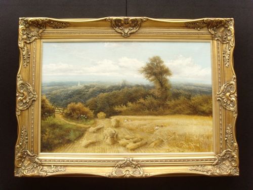 harvestime by charles h passey 184798 large 19thc oil painting on canvas british landscape antique art period fine british pictures victorian edwardian hay stacks