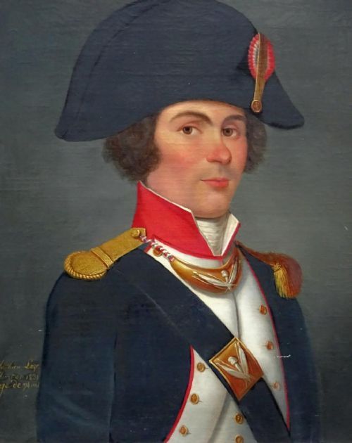 french national guard officer 18thc military oil portrait paintings