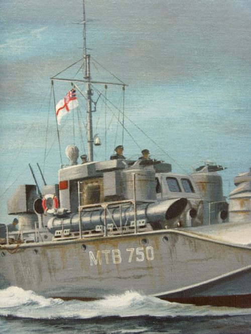 1944 fairmile mtb 750 d class marine vessel oil painting