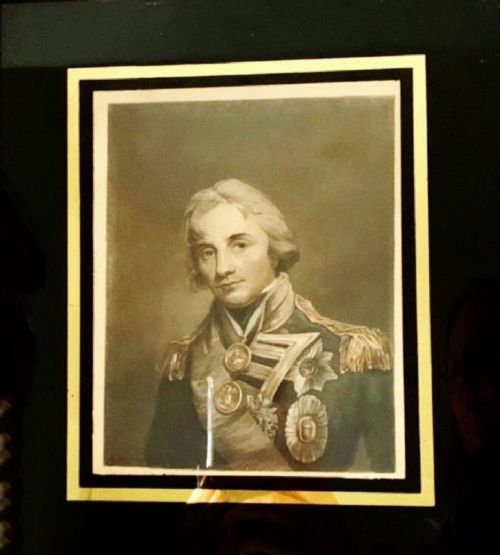 admiral lord nelson portrait engraving after oil painting by john hoppner gilt verre eglomise mount frame
