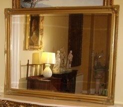 large wall mirror bevel cut swept gilt frame 54 x 42 inches