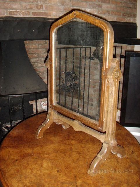 gothic victorian solid oak tilting table mirror