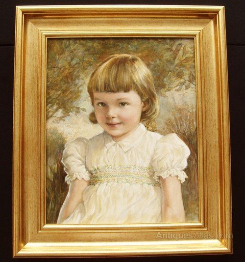 19th oil portrait painting kathleen winifred molesworth aged 3 born salem madras india 1896