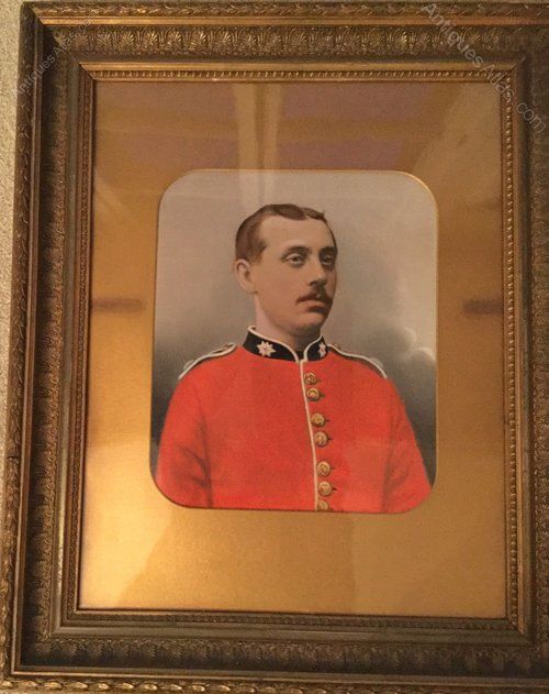 coldstream guardsman 19thc oil portrait painting on board original glazed frame
